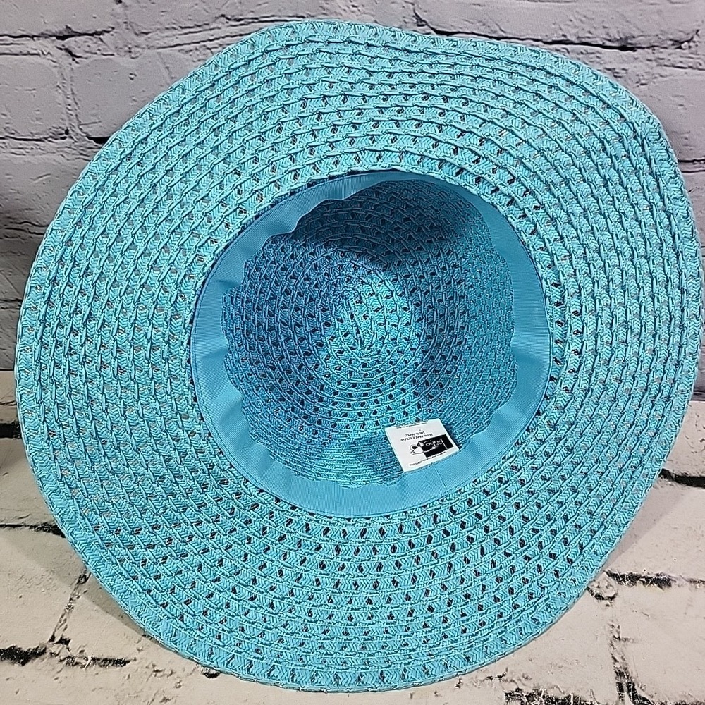 Vintage Mr Buho Womens Hat Blue Straw Panama Derby Wide Brim Sun Hat - Picture 6 of 7